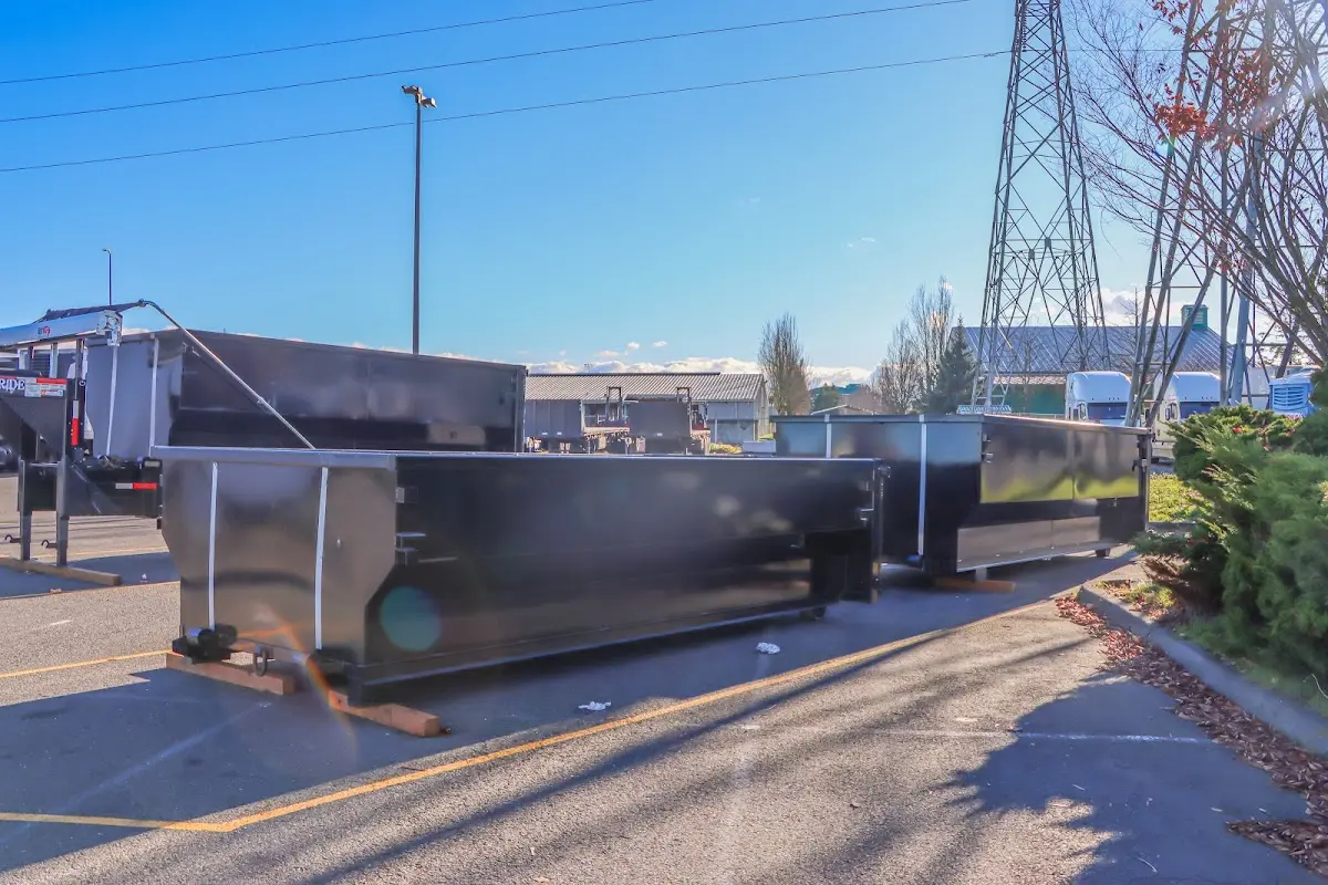 Roll-off dumpster ready for waste disposal at job site for Construction Dumpster Rental in Riverview